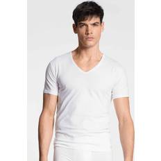 Calida T-skjorter Calida Cotton Code V-Shirt - Hvit Bomull