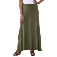 Long Skirts - Rayon Jessica London Women's Everyday Knit Maxi Skirt - Dark Olive Green