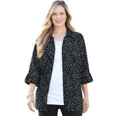 Catherines Plus Women's Timeless Blouse in Black Tossed Confetti Size 2XWP