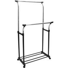 Casters Clothes Racks Organize It All Double Adjustable Garment Clothes Rack 33.8x67"