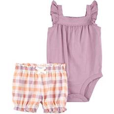 Violett Sonstige Sets Carter's Baby's Bodysuit & Plaid Shorts Set 2-piece - Purple