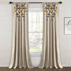 Lush Decor Boho Pom Pom Tofs Linne Fönster Gardin Panel 213 cm L x 132 cm B