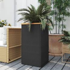Krukke i polyrattan vidaXL Plantekasse Polyrattan Sort 40 x 40 x 80 cm Krukke