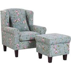 Beliani Classic with Footstool Floral Armchair