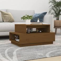 vidaXL 80x55x40,5 massivt fyrretræ gyldenbrun Sofabord