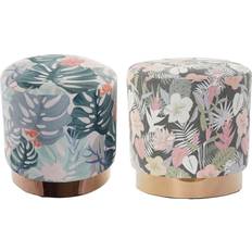 Multifargete Fotskamler Dkd Home Decor Metal Multicolour Tropical Foot Stool