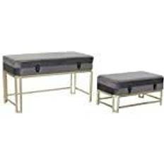 Guld Sittbänkar Dkd Home Decor Grey Golden Metal Settee Bench