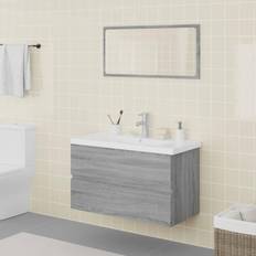 vidaXL Conjunto De Baño San Cristóbal Madera Gris 45x80x39.5 cm