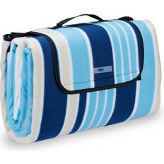 Relaxdays Xxl Picnic Blanket 200x200 cm Aluminium Coating Blue-White Blankets Blue (200x200cm)