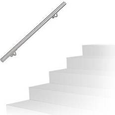 Postes de valla Relaxdays Pasamanos Escalera Acero Inoxidable Cepillado 150 cm