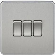 Knightsbridge Screwless 10AX 3G 2-Way Switch Brushed Chrome SF4000BC Brushed Chrome