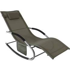 Schaukelstühle SoBuy Sonnenliege mit Tasche Garten Metall Kunstfasergewebe Braun OGS28-BR