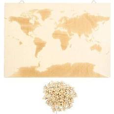 Notice Boards Juvale Wooden World Map for Display Pinning Cards with 100