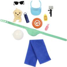 Ken docka Barbie Ken-docka med surfbräda och hundvalp, ställbar blond Ken-stranddocka med tematillbehör som en handduk HPT50