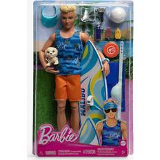 Barbie ken docka Barbie Ken with Surfboard & Poseable Blonde Barbie Ken Beach Doll