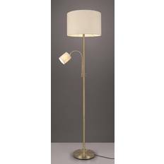 Trio Lighting Piantana Hotel Ottone Paralume Tessuto Crema Spot Lettura Lampada da Terra