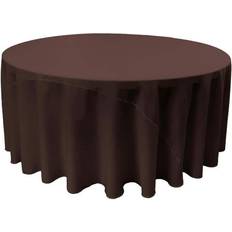 LA Linen Polyester Poplin 132-Inches Round Brown Tablecloth Brown