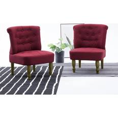 Rouge Fauteuils vidaXL Chaises Françaises 2 pcs Rouge Bordeaux Tissu Wine Red Fauteuil 2pcs