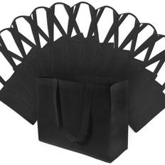 Handbags 12 pack large black reusable gift bags, with handles in bulk 16x6x12