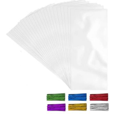 Gift Bags Zulay Kitchen 200 pack candy treat cellophane bags thick plastic candy bags with ties