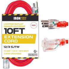 10 ft extension cord 10 ft lighted extension cord 12/3 sjtw heavy duty red outdoor extension cable