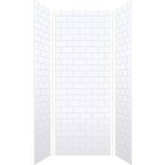 White Shower Doors Transolid SaraMar Easy Up Adhesive Alcove Shower Surround