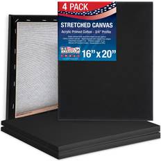 Black Canvas 16 x 20 in black professional quality acid free 12-ounce stretched canvas 4-pack