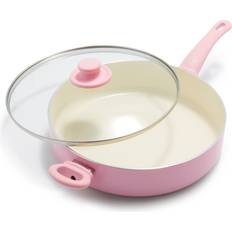 Pink Saute Pans GreenLife Soft Grip Healthy with lid