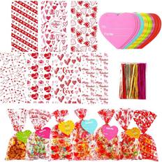 Anniversary Wrapping Paper & Gift Wrapping Supplies 182 pcs valentines gift bags valentine cellophane bags, 7 assorted styles val