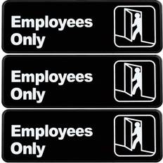 Black Workplace Signs Excello Global Products Employees Only Sign: Easy Mount Informative Sign with Symbols