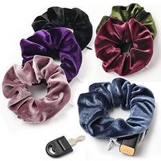 Velvet Scrunchies With Pocket Zipper