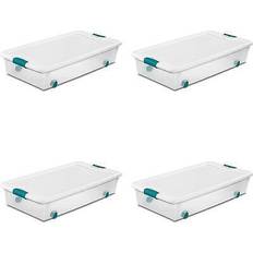 Cooler Boxes Sterilite 56 quart latching stackable wheeled storage container w/ lid, 4 pack