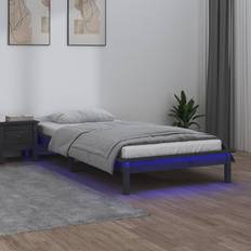 vidaXL Sängynrunko LED-valoilla Harmaa 90x200 cm