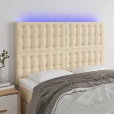 vidaXL LED gräddvit tyg Sänggavel