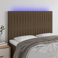 Sängar & Madrasser vidaXL LED Mörkbrun 144x5x118/128 cm Tyg Sänggavel