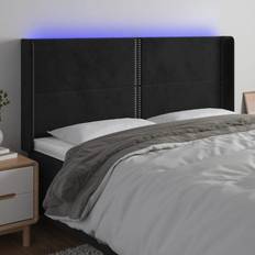 Sängar & Madrasser vidaXL LED Svart 203x16x118/128 cm Sammet Sänggavel