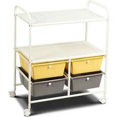 Yellow Trolley Tables Costway 4 Drawers Cart Rack-Yellow Trolley Table