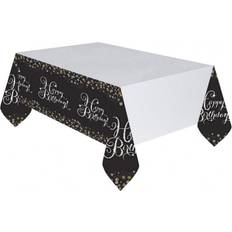 Amscan Sparkling Gold Celebration Happy Birthday Plastic Tablecover