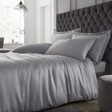 Argento Copripiumini Catherine Lansfield Soft Satin Duvet Cover Silver, Grey