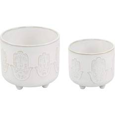Flora Bunda 6 Inch 4.75 Inch Hamsa Hand Footed Planter Set of 2