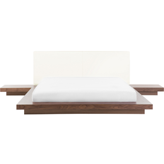 Beliani Letto In Legno Marrone Stile Giapponese 2 Comodini 160 x 200 cm Zen