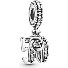 Pandora Charms & Pendants Pandora 50th Celebration Dangle Charm - Silver/Transparent
