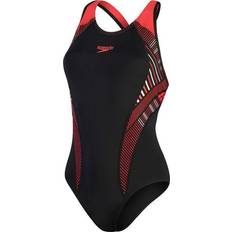 Speedo Women's Placement Laneback Swimsuit - Black/Red