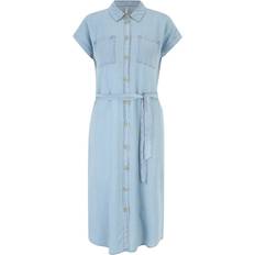 Only Midi Tie Belt Shirt Dress - Blue Denim