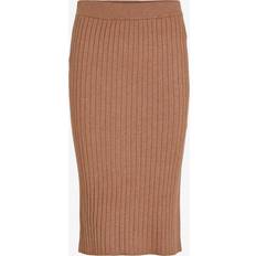 Vila Comfy Rib Knit Skirt - Toasted Cocnut