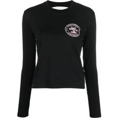 Palm Angels Overdele Palm Angels Logo Print Langærmet Skjorte College T-shirt - Sort