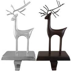 Northlight Set of 2 Oil Rubbed Reindeer Christmas Stocking Candle Holder