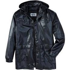 6XL - Leather Jackets KingSize Hooded Leather Jacket - Black