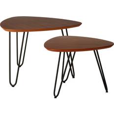 Brown Nesting Tables Walker Edison Hairpin Leg Wood Nesting Table