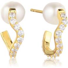 Sif Jakobs Ponza Creolo Medio Earrings - Gold/Transparent/Pearls